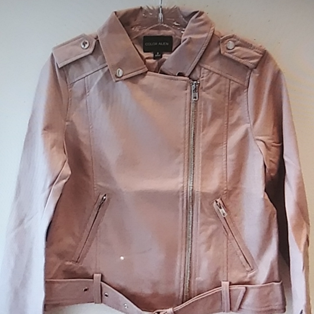 New Women's Light Pink Motorcycle Jacket